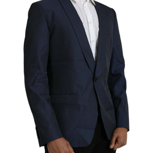 Dolce &amp; Gabbana Blazer de botonadura sencilla con chal MARTINI azul