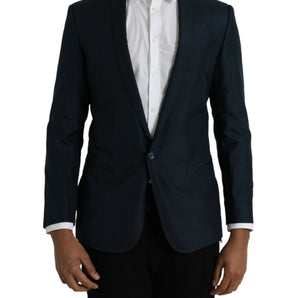 Dolce & Gabbana Blue MARTINI Shawl Single Breasted Blazer