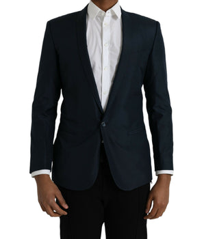 Dolce & Gabbana Blue MARTINI Shawl Single Breasted Blazer
