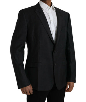 Dolce & Gabbana Black Wool MARTINI Single Breasted Coat Blazer