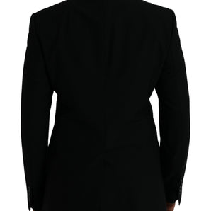 Dolce & Gabbana Black Crown Bee MARTINI Single Breasted Coat Blazer