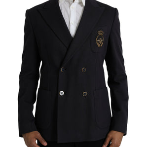 Dolce & Gabbana Dark Blue Crown Bee Double Breasted Blazer