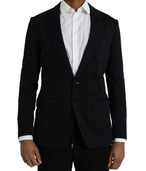 Dolce & Gabbana Black Wool Notch Single Breasted Coat Blazer