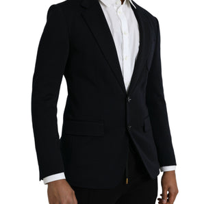 Dolce & Gabbana Black Wool Notch Single Breasted Coat Blazer