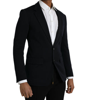 Dolce & Gabbana Black Wool Notch Single Breasted Coat Blazer
