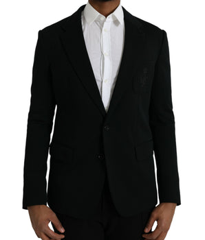 Dolce & Gabbana Black Wool Notch Single Breasted Coat Blazer