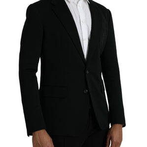 Dolce &amp; Gabbana Black Wool Notch Single Breasted Coat Blazer