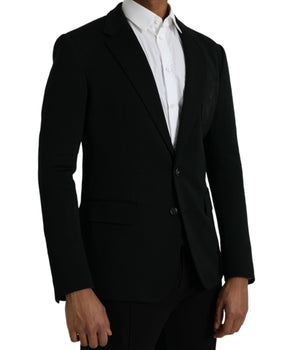 Dolce & Gabbana Black Wool Notch Single Breasted Coat Blazer