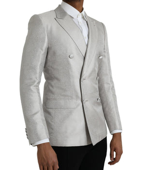 Dolce & Gabbana Off White MARTINI Double Breasted Coat Blazer