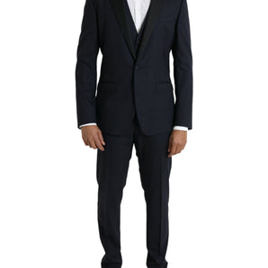 Dolce & Gabbana Dark Blue MARTINI Wool Formal 3 Piece Suit