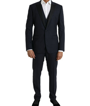 Dolce & Gabbana Dark Blue MARTINI Wool Formal 3 Piece Suit