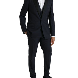 Dolce &amp; Gabbana Dark Blue MARTINI Wool Formal 3 Piece Suit