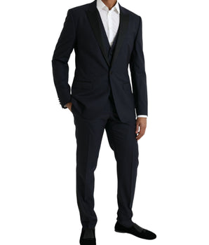 Dolce & Gabbana Dark Blue MARTINI Wool Formal 3 Piece Suit