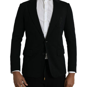 Dolce & Gabbana Black Wool 2 Piece Single Breasted Suit