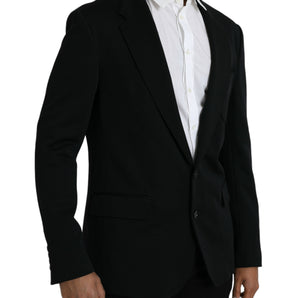 Dolce &amp; Gabbana Black Wool Single Breasted Coat Blazer