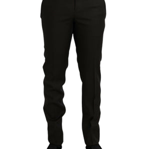 Dolce &amp; Gabbana Dark Brown Wool Slim Fit Formal Pants