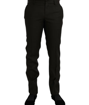 Dolce & Gabbana Dark Brown Wool Slim Fit Formal Pants