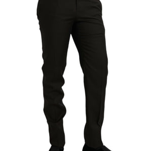 Dolce &amp; Gabbana Pantalones formales de corte slim de lana marrón oscuro