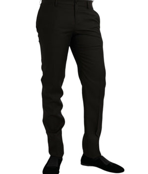 Dolce & Gabbana Dark Brown Wool Slim Fit Formal Pants