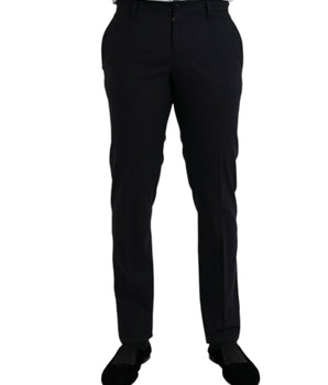 Dolce & Gabbana Dark Blue Wool Slim Fit Formal Pants