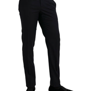 Dolce & Gabbana Dark Blue Wool Slim Fit Formal Pants