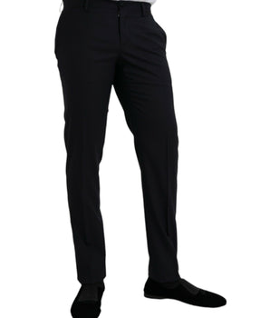Dolce & Gabbana Dark Blue Wool Slim Fit Formal Pants