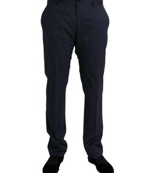 Dolce & Gabbana Blue Wool Slim Fit Dress Formal Pants