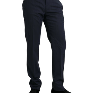 Dolce &amp; Gabbana Blue Wool Slim Fit Dress Formal Pants