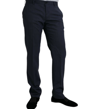 Dolce & Gabbana Blue Wool Slim Fit Dress Formal Pants