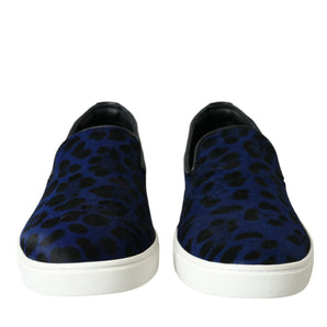 Dolce &amp; Gabbana Zapatillas Deportivas De Leopardo Con Pelo De Piel De Becerro Azul Zapatos