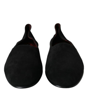 Dolce & Gabbana Black Suede Loafers Formal Dress Slip On Shoes
