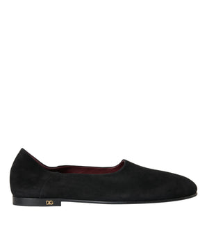Dolce & Gabbana Black Suede Loafers Formal Dress Slip On Shoes