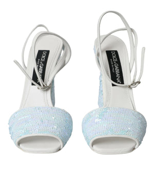 Dolce &amp; Gabbana Zapatos sandalias con tira al tobillo con lentejuelas azul claro