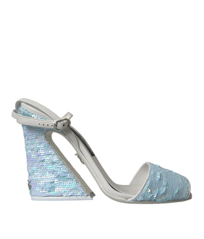 Dolce &amp; Gabbana Zapatos sandalias con tira al tobillo con lentejuelas azul claro