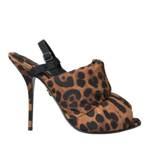 Dolce &amp; Gabbana Brown Leopard Slingback Heels Sandals Shoes