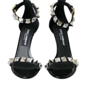 Dolce & Gabbana Black Crystals Sandals Ankle Strap Shoes