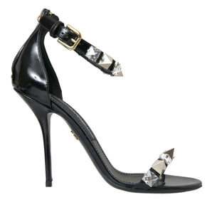 Dolce &amp; Gabbana Black Crystals Sandals Ankle Strap Shoes