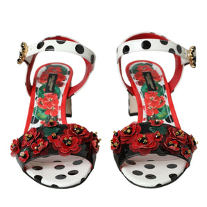 Dolce &amp; Gabbana Multicolor Floral Crystal Leather Sandals Shoes