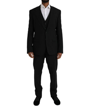 Dolce & Gabbana Black Polyester STAFF Formal 3 Piece Suit