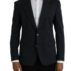 Dolce &amp; Gabbana Dark Blue Cotton Single Breasted Coat Blazer