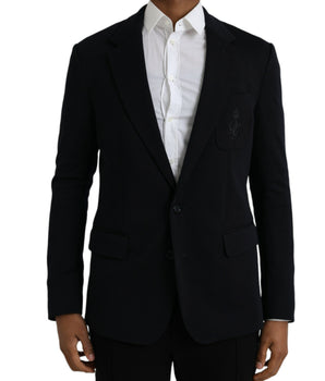 Dolce & Gabbana Black Wool Single Breasted Coat Blazer