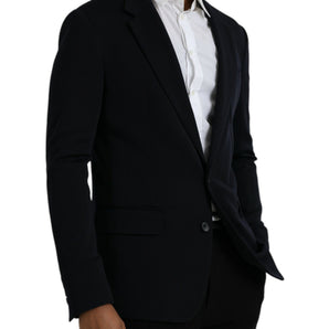 Dolce & Gabbana Black Wool Single Breasted Coat Blazer