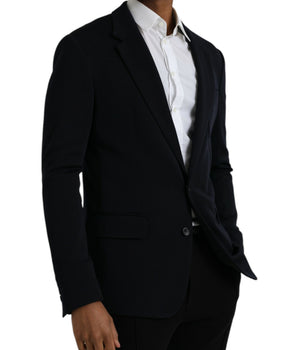 Dolce & Gabbana Black Wool Single Breasted Coat Blazer