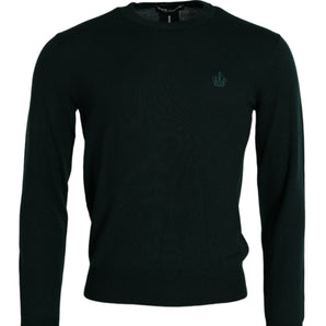 Dolce &amp; Gabbana Dark Green Crown Crew Neck Pullover Sweater