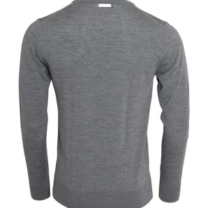 Dolce & Gabbana Ash Gray Wool Crew Neck Pullover Sweater