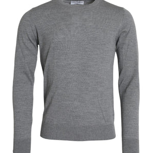 Dolce &amp; Gabbana Ash Gray Wool Crew Neck Pullover Sweater