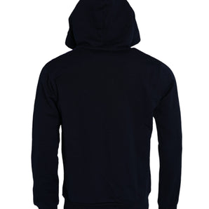 Dolce &amp; Gabbana Dark Blue Cotton Crown Hooded Sweatshirt Sweater