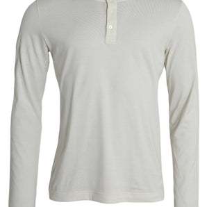 Dolce &amp; Gabbana Off White Cotton Round Neck Pullover Sweater