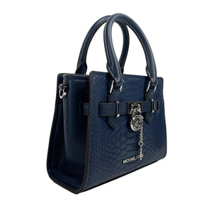 Michael Kors Bolso bandolera Hamilton XS azul marino con diseño de serpiente