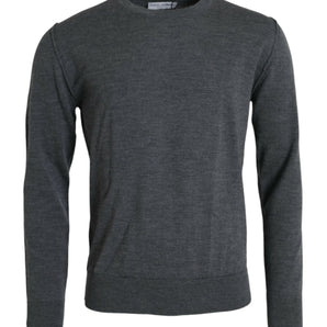 Dolce & Gabbana Dark Gray Wool Crew Neck Pullover Sweater